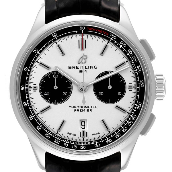 Breitling Premier B01 Chronograph Silver Dial Steel Mens Watch AB0118 Box Papers