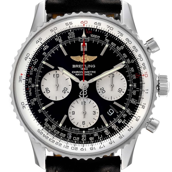 Breitling Navitimer 01 Black Dial Steel Mens Watch AB0121 Box Card
