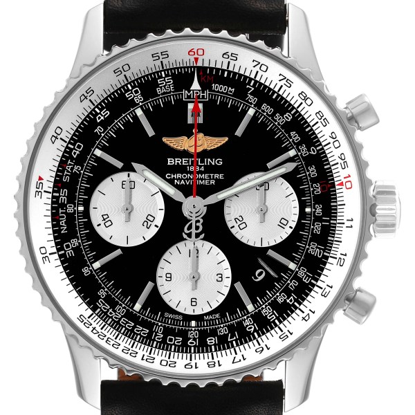 Breitling Navitimer 01 Black Dial Steel Mens Watch AB0120 Box Papers