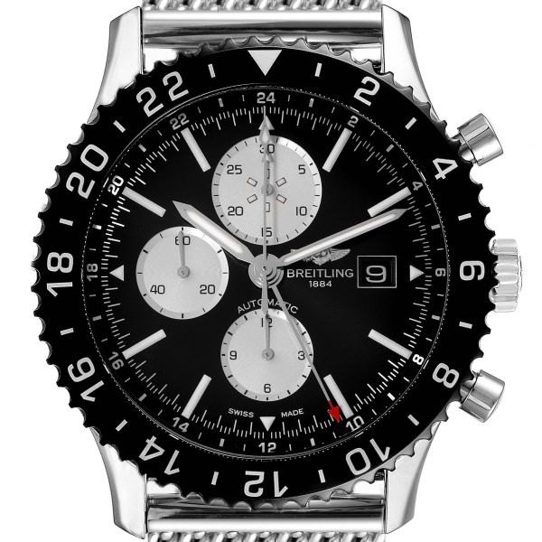 Breitling Chronoliner Black Dial Steel Mens Watch Y24310 Box Papers