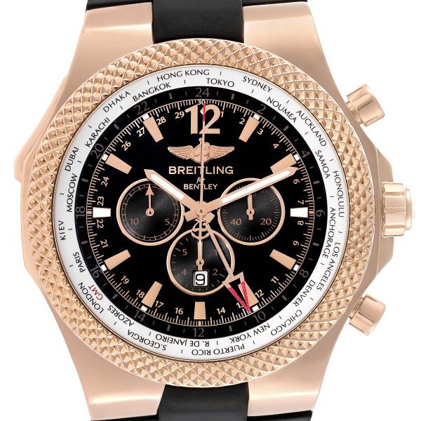 Breitling Bentley GMT Black Dial Rose Gold Mens Watch R47362 Breitling Bentley GMT Black Dial Rose Gold Mens Watch R47362