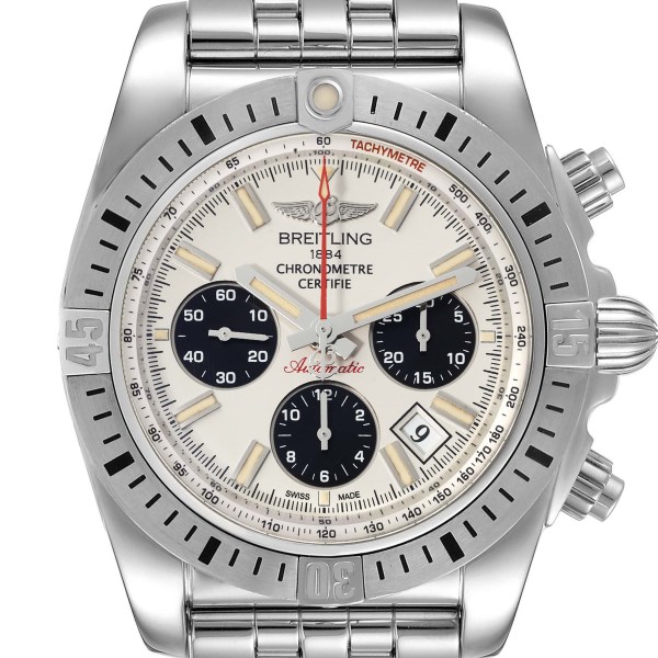 Breitling Chronomat 44 Airbourne Silver Dial Steel Mens Watch AB0115 Box Papers