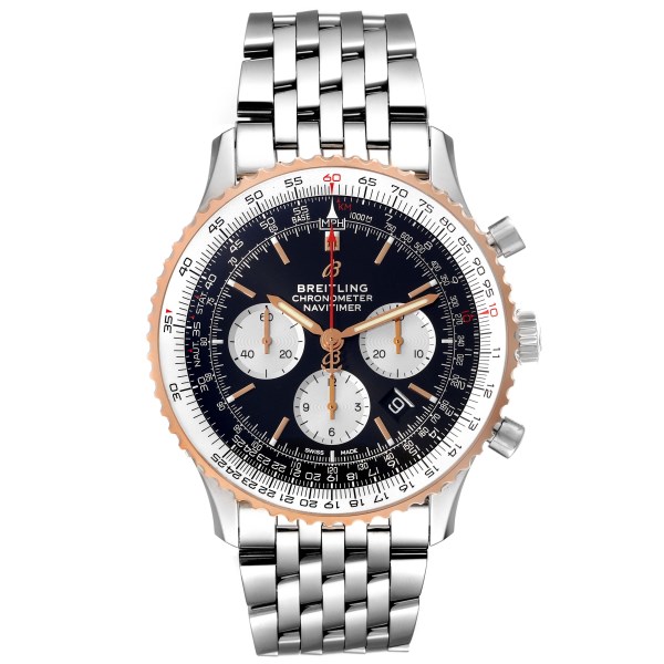 Breitling Navitimer 01 46mm Steel Rose Gold Black Dial Watch UB0127