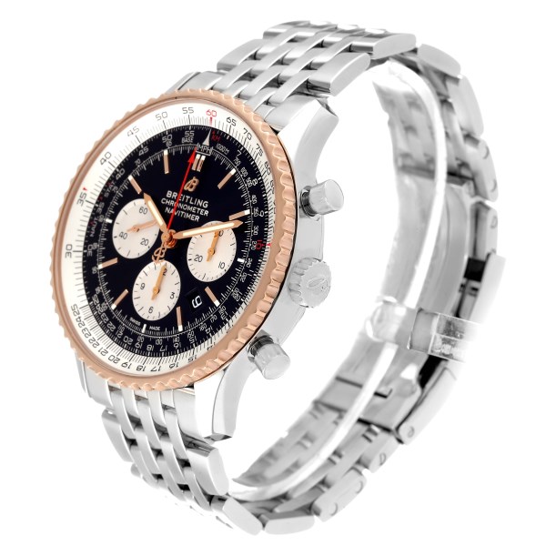Breitling Navitimer 01 46mm Steel Rose Gold Black Dial Watch UB0127