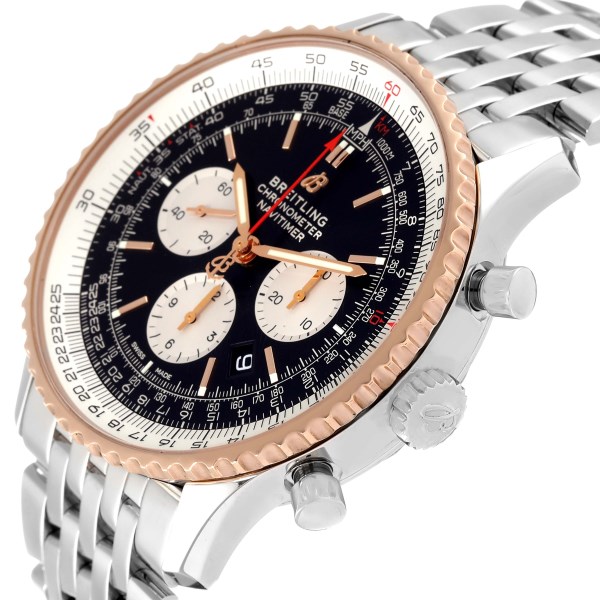 Breitling Navitimer 01 46mm Steel Rose Gold Black Dial Watch UB0127
