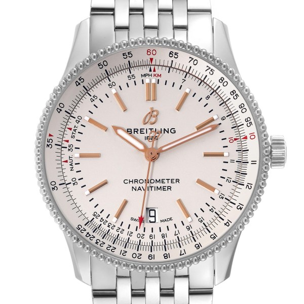 Breitling Navitimer 1 Silver Dial 41mm Steel Mens Watch A17326 Box Card