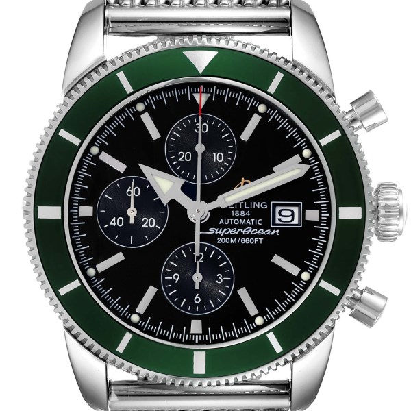 Breitling SuperOcean Heritage Chronograph LE Green Bezel Watch A13320 Box Papers