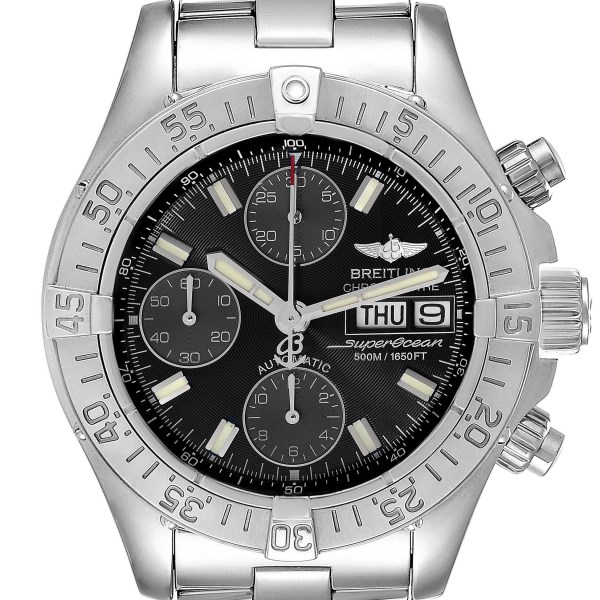 Breitling Superocean Black Dial Chronograph Mens Watch A13340 Box Papers
