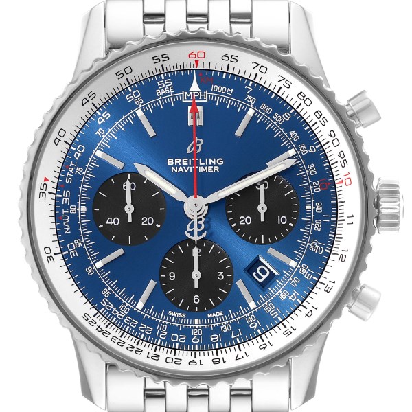 Breitling Navitimer 01 Blue Dial Steel Mens Watch AB0121 Box Papers