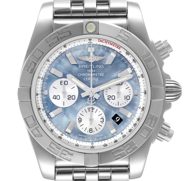 Breitling Chronomat 01 Blue Mother of Pearl Steel Mens Watch AB0110