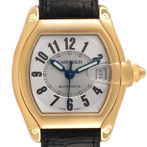 Cartier Roadster Yellow Gold Blue Strap Large Mens Watch W62005V2 Cartier Roadster Yellow Gold Blue Strap Large Mens Watch W62005V2