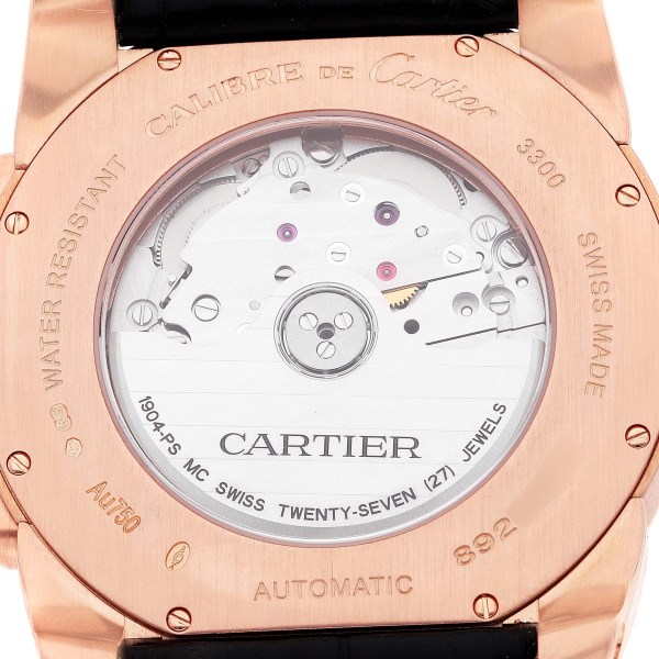 Cartier Calibre Rose Gold Silver Dial Automatic Mens Watch W7100009 Box Papers
