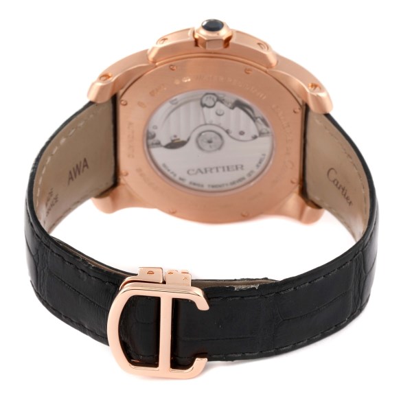 Cartier Calibre Rose Gold Silver Dial Automatic Mens Watch W7100009 Box Papers