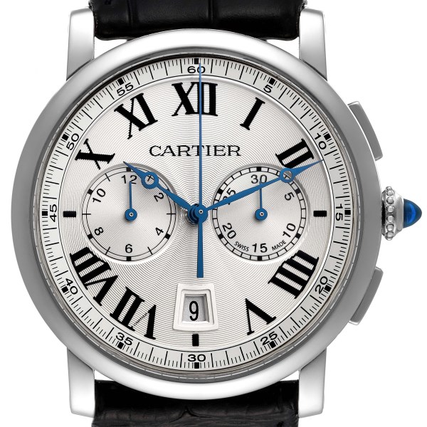 Cartier Rotonde Chronograph Silver Dial Steel Mens Watch WSRO0002