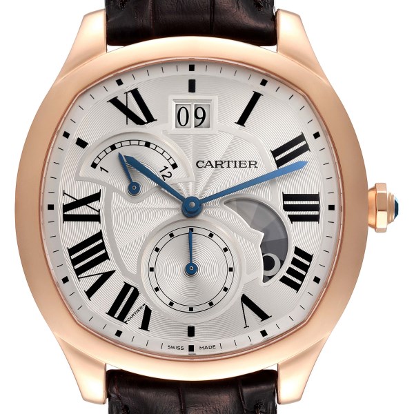 Cartier Drive Retrograde Rose Gold Chronograph Mens Watch WGNM0005 Box Papers