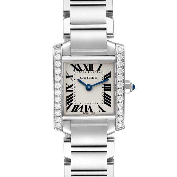 Cartier Tank Francaise Diamond Steel Ladies Watch W4TA0008 Box Papers