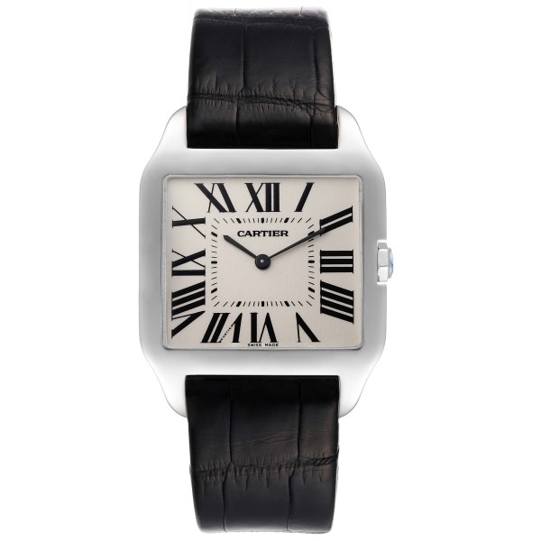 Cartier Santos Dumont Mens 18k White Gold Silver Dial Mens Watch W2007051