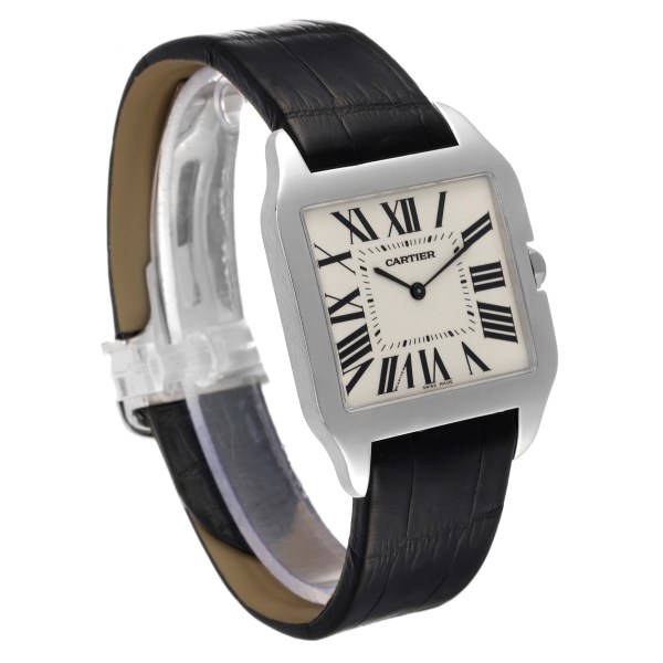 Cartier Santos Dumont Mens 18k White Gold Silver Dial Mens Watch W2007051