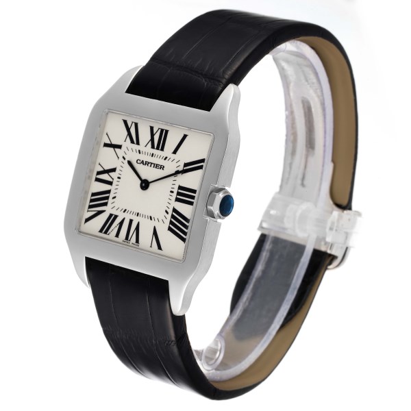 Cartier Santos Dumont Mens 18k White Gold Silver Dial Mens Watch W2007051