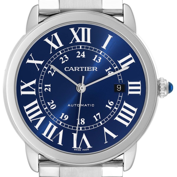 Cartier Ronde Solo XL Blue Dial Automatic Steel Mens Watch WSRN0023