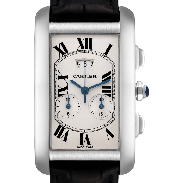 Cartier Tank Americaine Chronograph White Gold Silver Dial Mens Watch W2605956