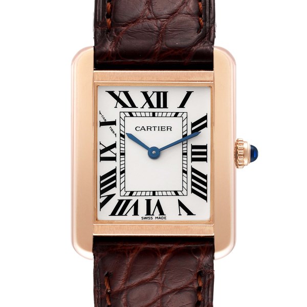 Cartier Tank Solo Rose Gold Steel Brown Strap Ladies Watch W5200024 Box Papers Cartier Tank Solo Rose Gold Steel Brown Strap Ladies Watch W5200024 Box Papers
