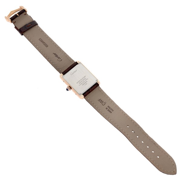Cartier Tank Solo Rose Gold Steel Brown Strap Ladies Watch W5200024 Box Papers