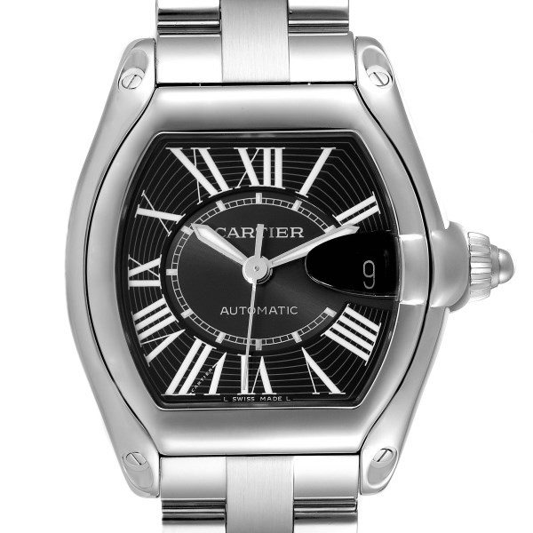Cartier Roadster Black Dial Large Steel Mens Watch W62041V3