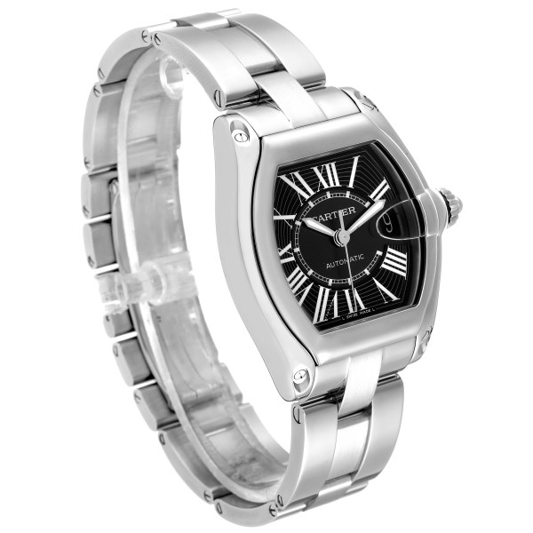 Cartier Roadster Black Dial Large Steel Mens Watch W62041V3