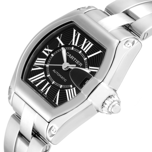 Cartier Roadster Black Dial Large Steel Mens Watch W62041V3
