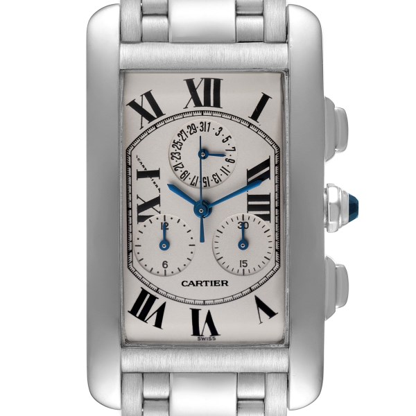 Cartier Tank Americaine Chronograph White Gold Mens Watch W26033L1