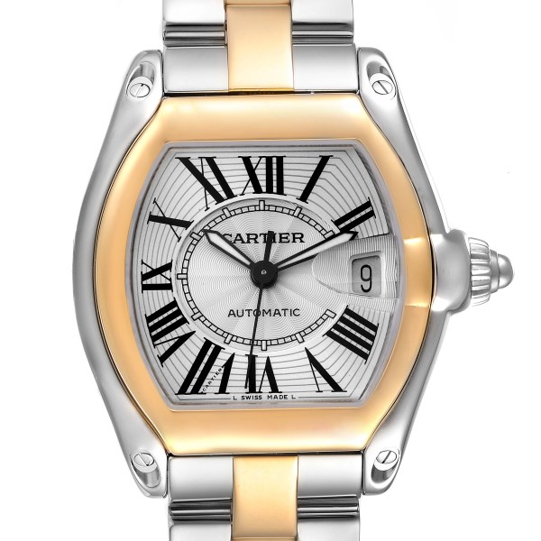 Cartier Roadster Steel Yellow Gold Silver Dial Mens Watch W62031Y4 Cartier Roadster Steel Yellow Gold Silver Dial Mens Watch W62031Y4