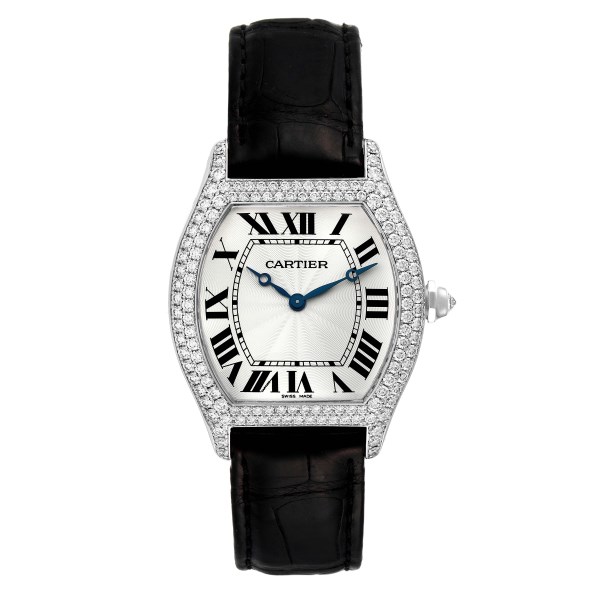 Cartier Tortue Large White Gold Diamond Mens Watch WA503851