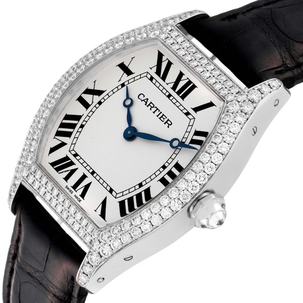 Cartier Tortue Large White Gold Diamond Mens Watch WA503851