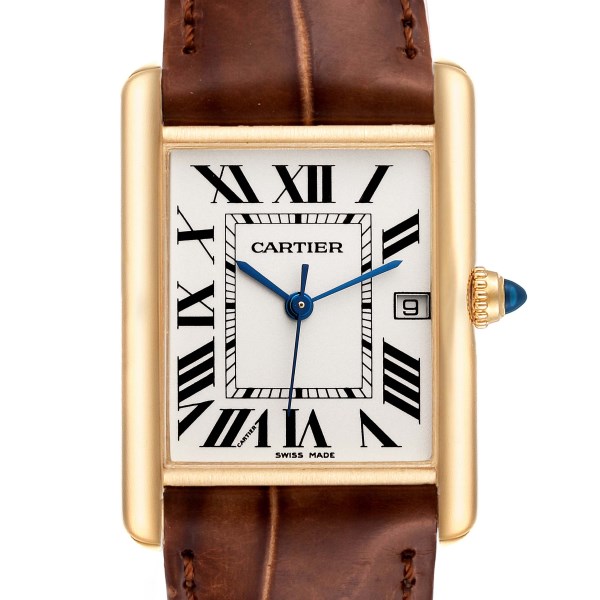 Cartier Tank Louis 18K Yellow Gold Brown Strap Mens Watch W1529756