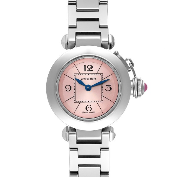 Cartier Miss Pasha Steel Pink Dial Ladies Watch W3140008