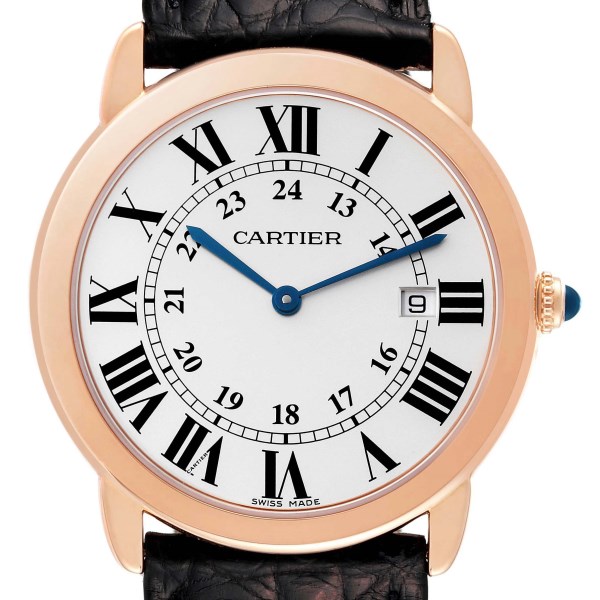 Cartier Ronde Solo Large Rose Gold Steel Mens Watch W6701008 Box Papers