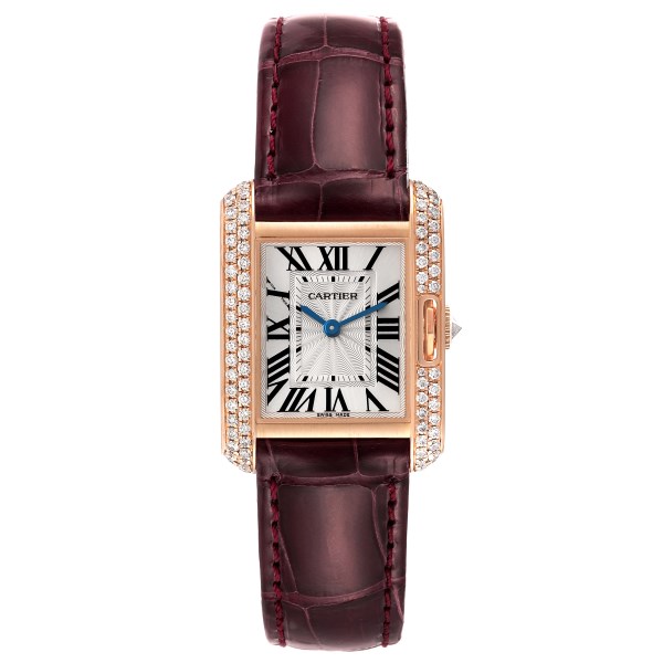 Cartier Tank Anglaise Rose Gold Silver Dial Diamond Ladies Watch WT100013