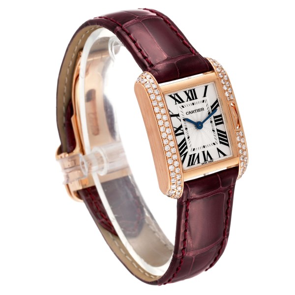 Cartier Tank Anglaise Rose Gold Silver Dial Diamond Ladies Watch WT100013
