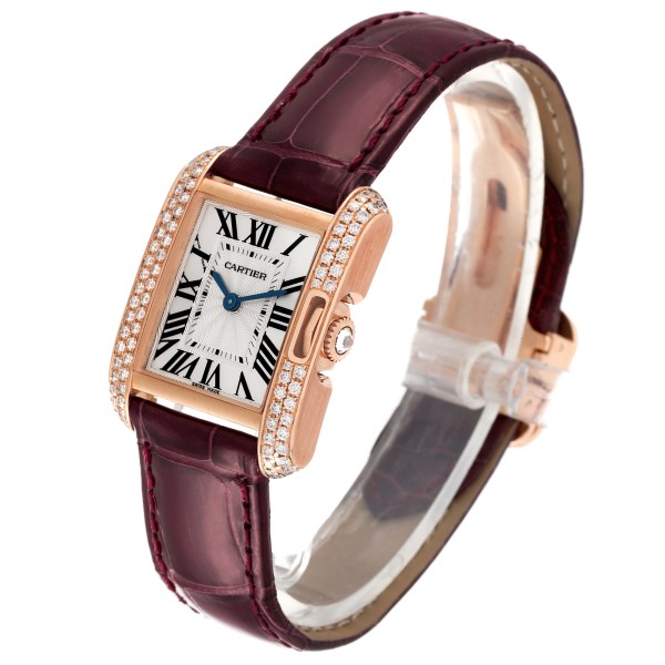 Cartier Tank Anglaise Rose Gold Silver Dial Diamond Ladies Watch WT100013