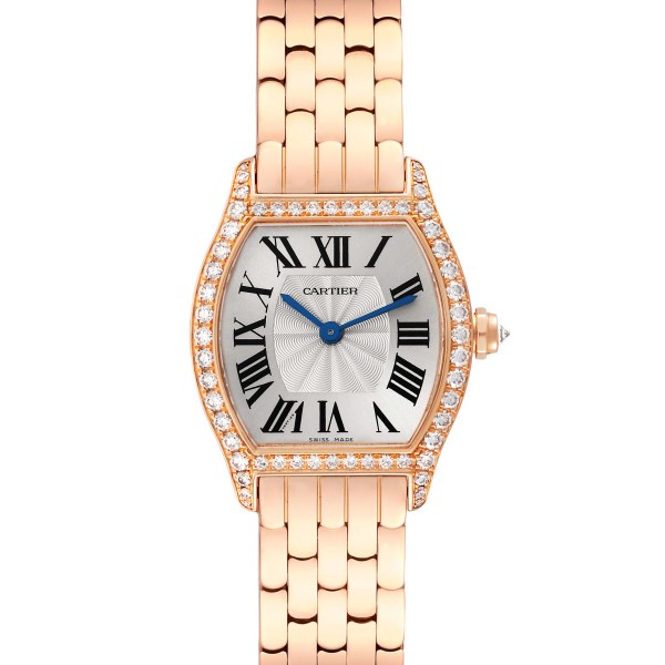Cartier Tortue Small Rose Gold Silver Dial Diamond Ladies Watch WA501010