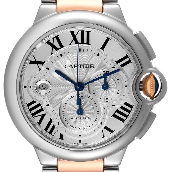 Cartier Ballon Bleu Chronograph Steel Rose Gold Mens Watch W6920063 Box Papers Cartier Ballon Bleu Chronograph Steel Rose Gold Mens Watch W6920063 Box Papers