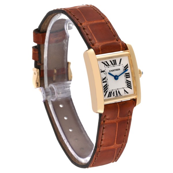 Cartier Tank Francaise Yellow Gold Brown Strap Ladies Watch W5000256