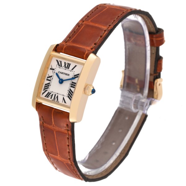Cartier Tank Francaise Yellow Gold Brown Strap Ladies Watch W5000256