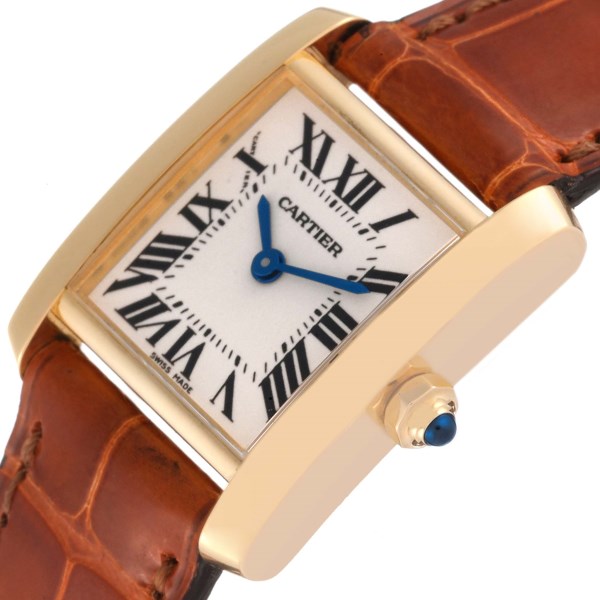 Cartier Tank Francaise Yellow Gold Brown Strap Ladies Watch W5000256