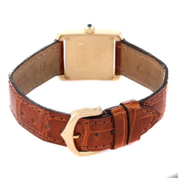 Cartier Tank Francaise Yellow Gold Brown Strap Ladies Watch W5000256