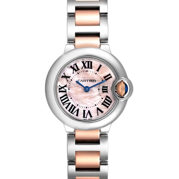 Cartier Ballon Bleu Steel Rose Gold Pink Mother of Pearl Ladies Watch W6920034