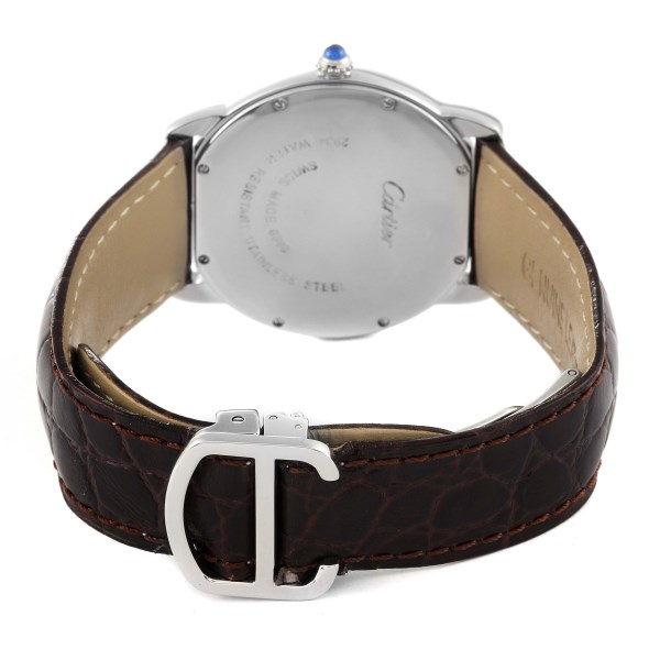 Cartier Ronde Solo Large Silver Dial Steel Mens Watch W6700255 Box Papers