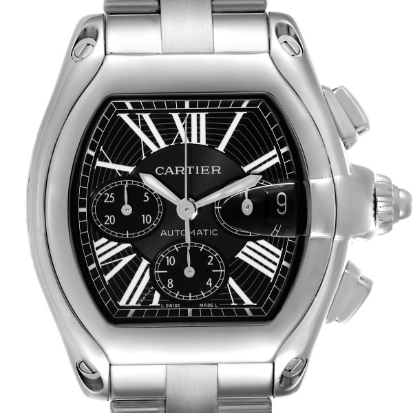 Cartier Roadster XL Chronograph Black Dial Steel Mens Watch W62020X6