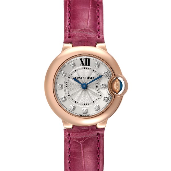Cartier Ballon Bleu 28 Rose Gold Diamond Ladies Watch WE902050 Box Papers